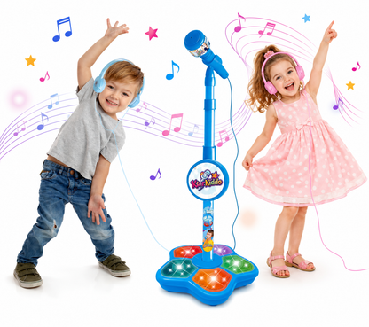 ⭐ ⭐ StarKiddo Çocuk Karaoke Mikrofonu – Işıklı ve Ayarlanabilir Standlı Mikrofon Oyuncağı